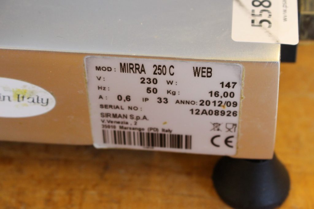 Máy cắt thịt Mirra250c Sirman thông số kỹ thuật